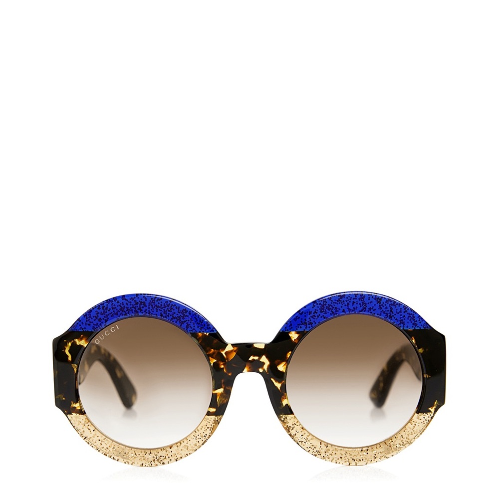 Gucci gold and blue glitter round sunglasses 51mm